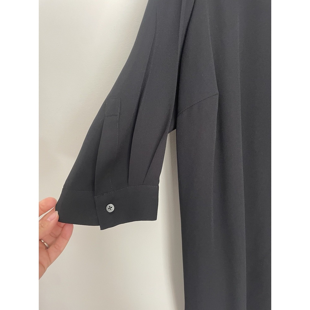 Lands End Women 3X Black Blouse‎ Split V Neck 3/4 Pullover Classic Minimal Poly - Picture 2 of 11